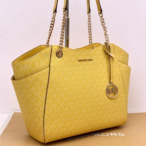 Michael Kors Yellow Tote Chain Shoulder Bag - Picture 2 of 12